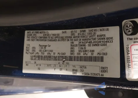 2016 Ford Fiesta Se из США, поврежденный, VIN 3FADP4BJ0GM104933